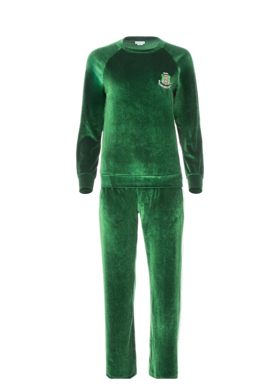Alpha Kappa Alpha (AKA) Adorable green and white velour 2-piece, Large